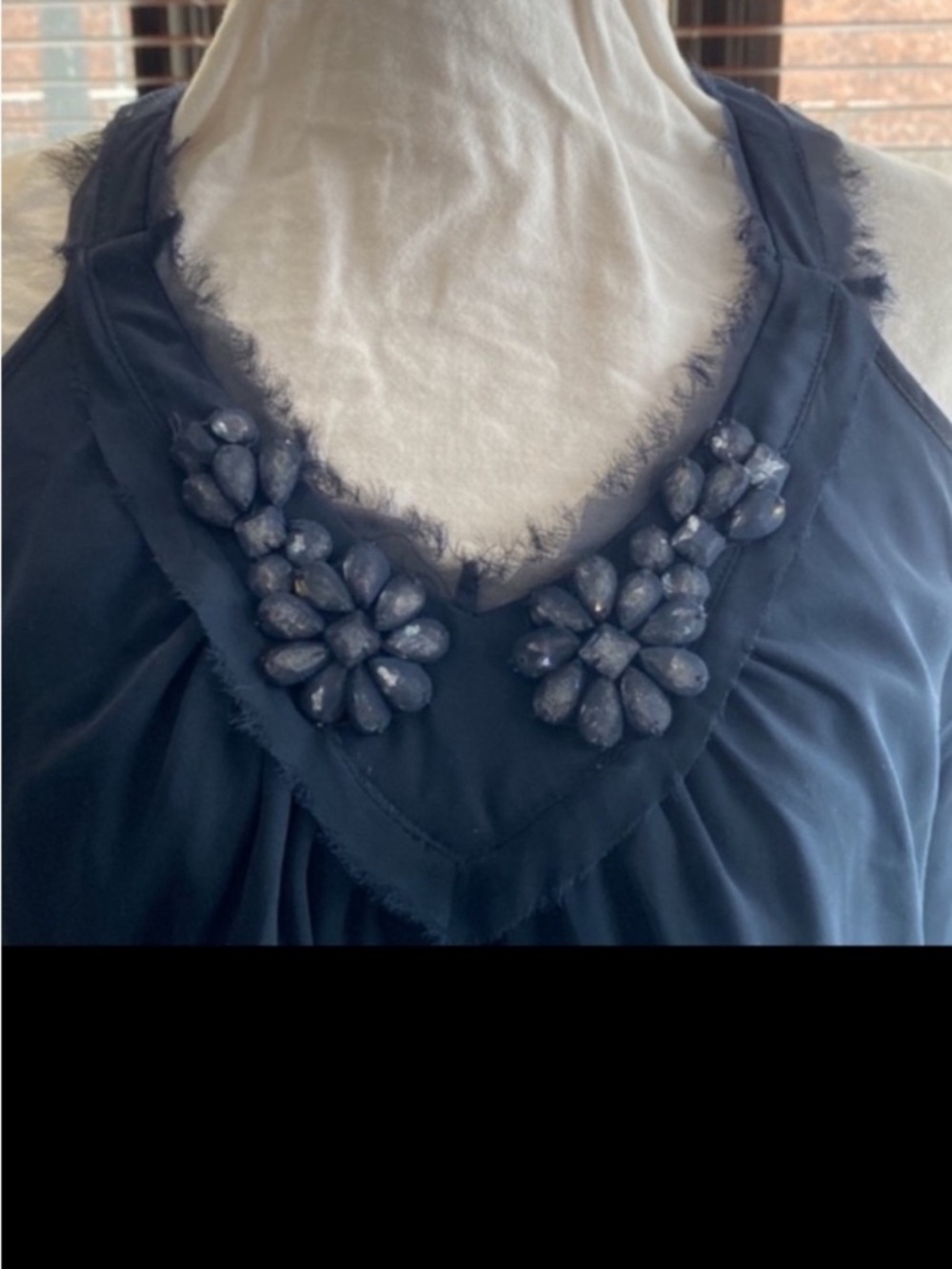 Banana Republic blue jeweled top like new - Picture 2 of 14